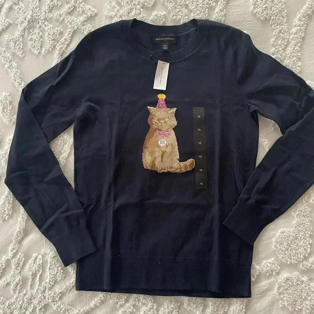 Banana Republic Cute Crew Neck Kitten Cat Tee